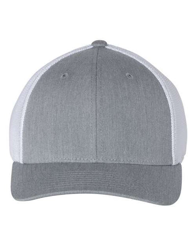 Richardson 110 R-Flex Trucker Cap - Heather Grey/ White - front