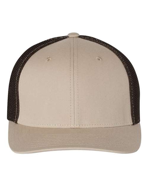 Richardson 110 R-Flex Trucker Cap - Khaki/ Coffee - front