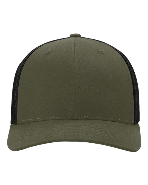 Richardson 110 R-Flex Trucker Cap - Loden/ Black - front