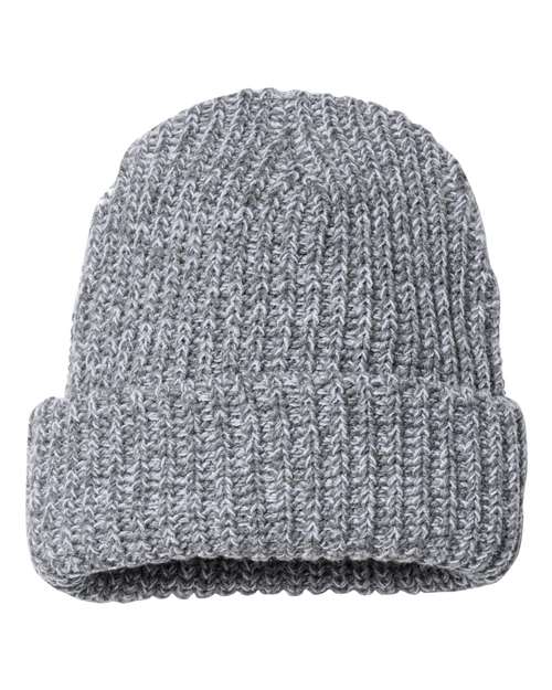 Sportsman SP90 12" Chunky Cuffed Beanie - Grey/ White Speckled - front