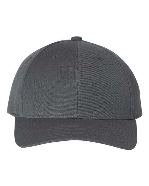 Yupoong 6789M Premium Curved Bill Snapback Cap - Dark Grey - front