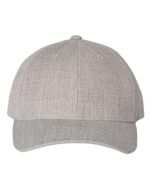 Yupoong 6789M Premium Curved Bill Snapback Cap - Heather Grey - front