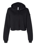 BELLA + CANVAS 7502 Women's Crop Hoodie Sweatshirt - Black - front