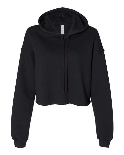 BELLA + CANVAS 7502 Women's Crop Hoodie Sweatshirt - Black - front