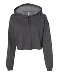 BELLA + CANVAS 7502 Women's Crop Hoodie Sweatshirt - Dark Grey Heather - front