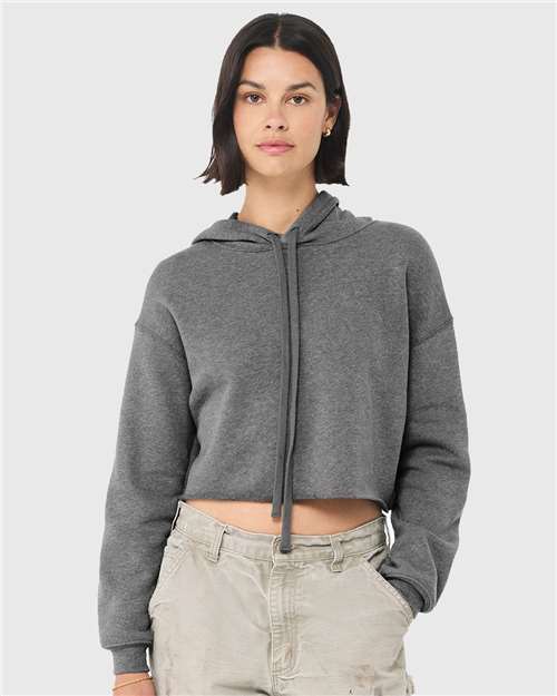 BELLA + CANVAS 7502 Women's Crop Hoodie Sweatshirt - Deep Heather - model front