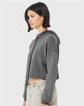 BELLA + CANVAS 7502 Women's Crop Hoodie Sweatshirt - Deep Heather - model side