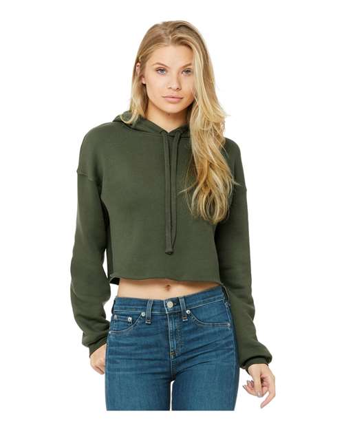 BELLA + CANVAS 7502 Women's Crop Hoodie Sweatshirt - Military Green - front