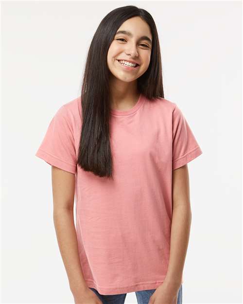 LAT 6101 Youth Fine Jersey Tee - Mauvelous - model front