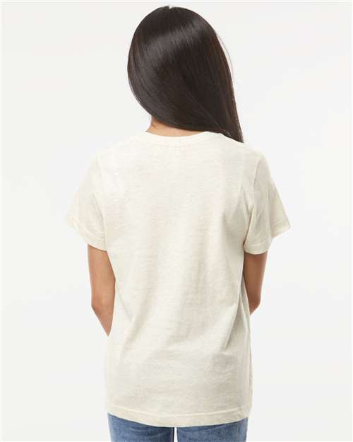 LAT 6101 Youth Fine Jersey Tee - Natural Heather - model back