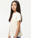 LAT 6101 Youth Fine Jersey Tee - Natural Heather - model side