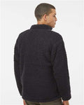 J. America 8454 Men's Sherpa Quarter-Zip Pullover - Black - model back