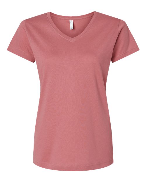 LAT 3507 Women's Fine Jersey V-Neck Tee - Mauvelous - front
