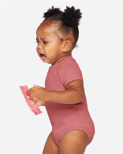 Rabbit Skins 4400 Infant Baby Rib Bodysuit - Mauvelous - model side