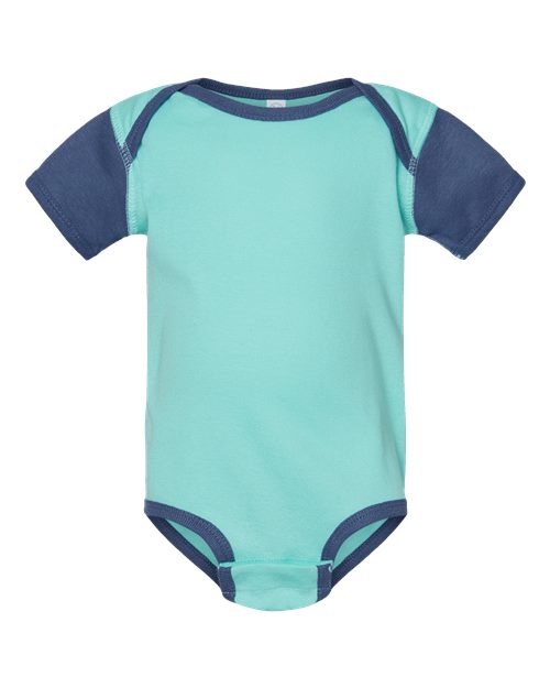 Rabbit Skins 4400 Infant Baby Rib Bodysuit - Chill/ Indigo - front