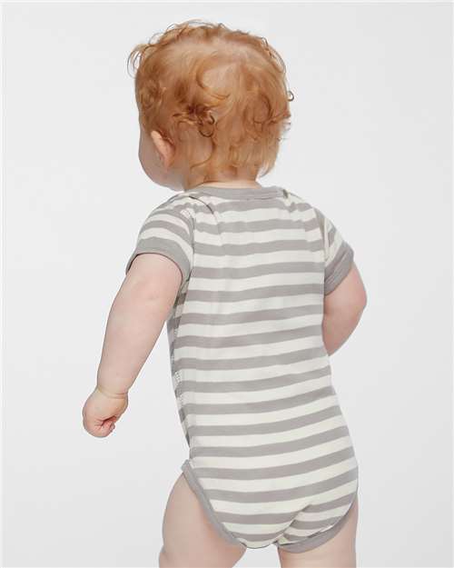 Rabbit Skins 4400 Infant Baby Rib Bodysuit - Titanium/ Natural Stripe - model back