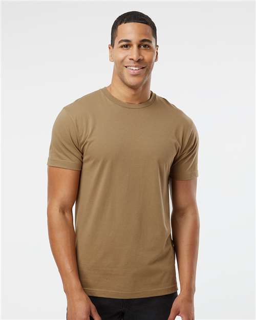 LAT 6901 Unisex Fine Jersey Tee - Coyote Brown - model front