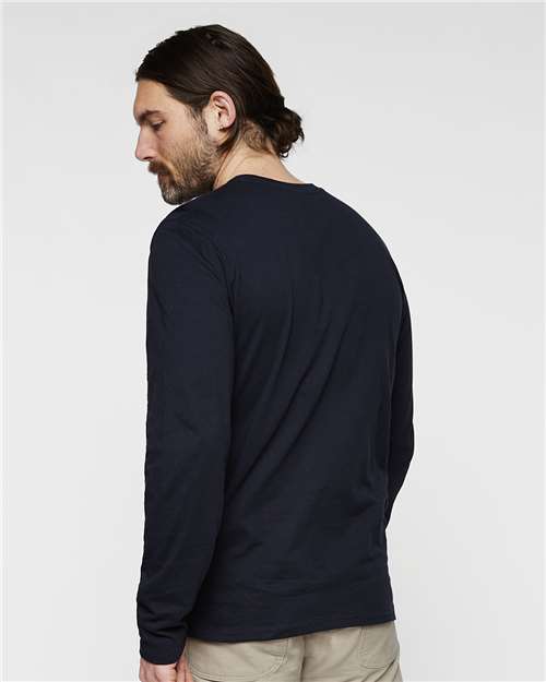 LAT 6918 Unisex Fine Jersey Long Sleeve Tee - Navy - model back