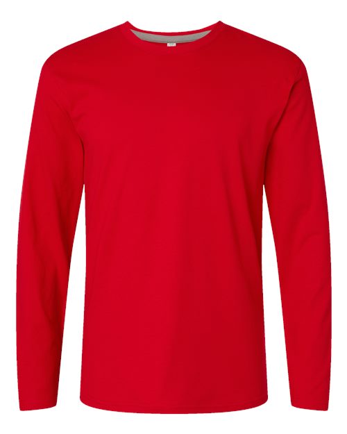 LAT 6918 Unisex Fine Jersey Long Sleeve Tee - Red - front