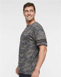 LAT 6937 Unisex Football Fine Jersey Tee - Vintage Camo/ Vintage Smoke - model side