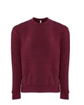 Next Level 9001 Unisex Santa Barbara Pocket Crewneck Sweatshirt - Maroon - front