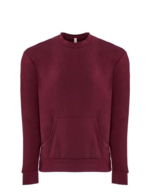 Next Level 9001 Unisex Santa Barbara Pocket Crewneck Sweatshirt - Maroon - front