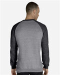 Jerzees 91MR Unisex Snow Heather French Terry Crewneck Sweatshirt - Charcoal/ Black Ink - model back