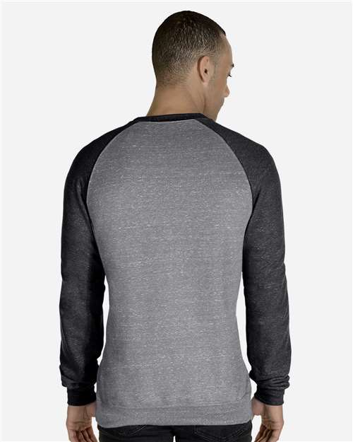 Jerzees 91MR Unisex Snow Heather French Terry Crewneck Sweatshirt - Charcoal/ Black Ink - model back