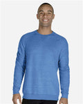 Jerzees 91MR Unisex Snow Heather French Terry Crewneck Sweatshirt - Royal - model front