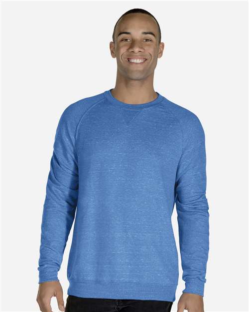 Jerzees 91MR Unisex Snow Heather French Terry Crewneck Sweatshirt - Royal - model front