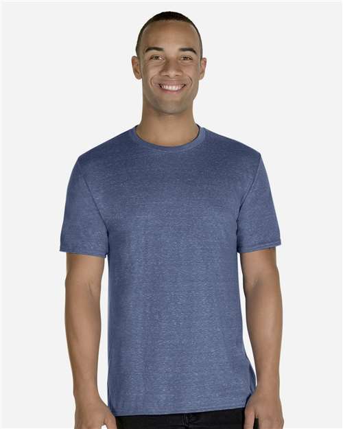 Jerzees 88MR Unisex Snow Heather Jersey T-Shirt - Denim - model front