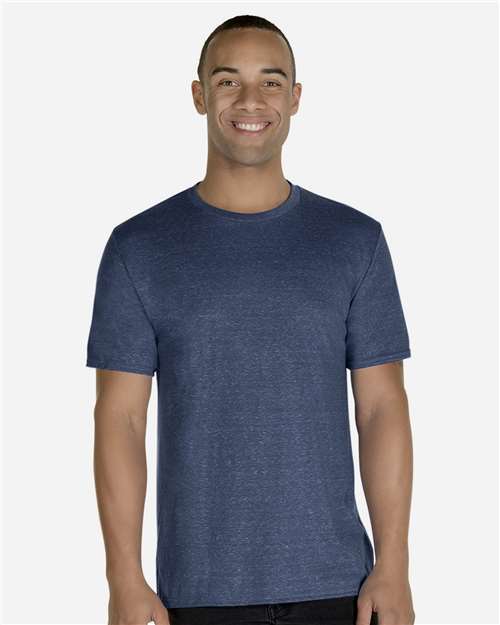 Jerzees 88MR Unisex Snow Heather Jersey T-Shirt - Navy - model front