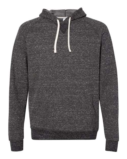 Jerzees 90MR Unisex Snow Heather French Terry Raglan Hooded Sweatshirt - Black Ink - front