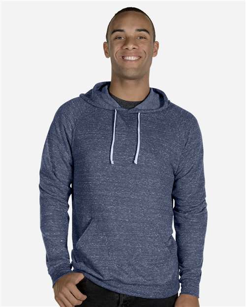 Jerzees 90MR Unisex Snow Heather French Terry Raglan Hooded Sweatshirt - Navy - model front