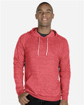 Jerzees 90MR Unisex Snow Heather French Terry Raglan Hooded Sweatshirt - Red - model front