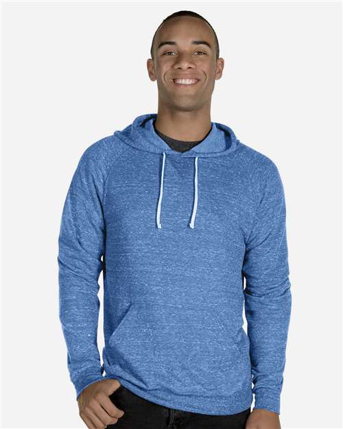Jerzees 90MR Unisex Snow Heather French Terry Raglan Hooded Sweatshirt - Royal - model front