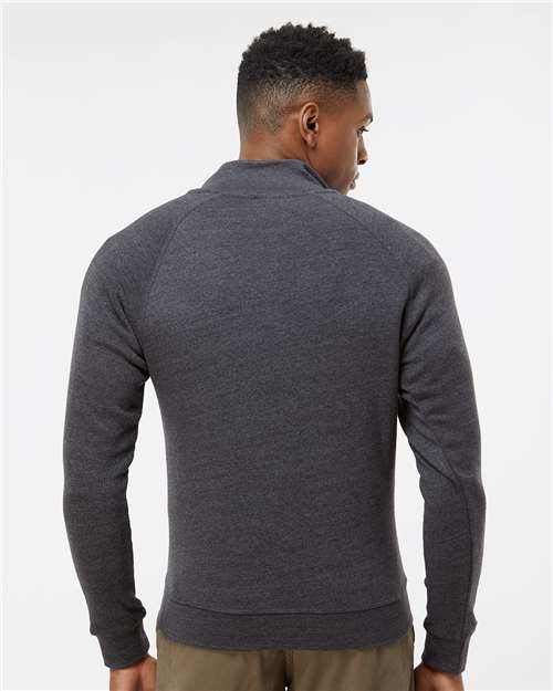 J. America 8869 Men's Triblend Quarter-Zip Sweatshirt - Black Triblend - model back