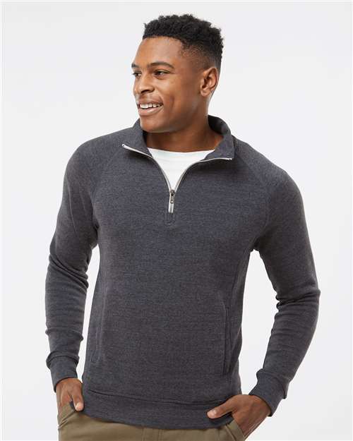 J. America 8869 Men's Triblend Quarter-Zip Sweatshirt - Black Triblend - model front