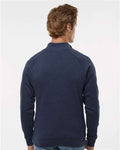 J. America 8869 Men's Triblend Quarter-Zip Sweatshirt - True Navy Triblend - model back