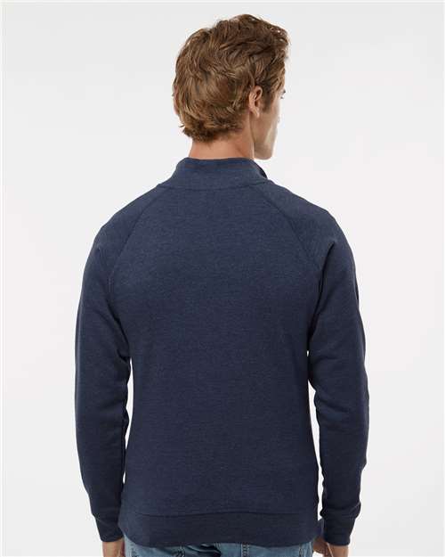 J. America 8869 Men's Triblend Quarter-Zip Sweatshirt - True Navy Triblend - model back