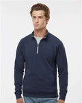J. America 8869 Men's Triblend Quarter-Zip Sweatshirt - True Navy Triblend - model front