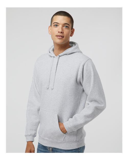 J. America 8824 Men's Premium Hooded Sweatshirt - Ash Heather - model side