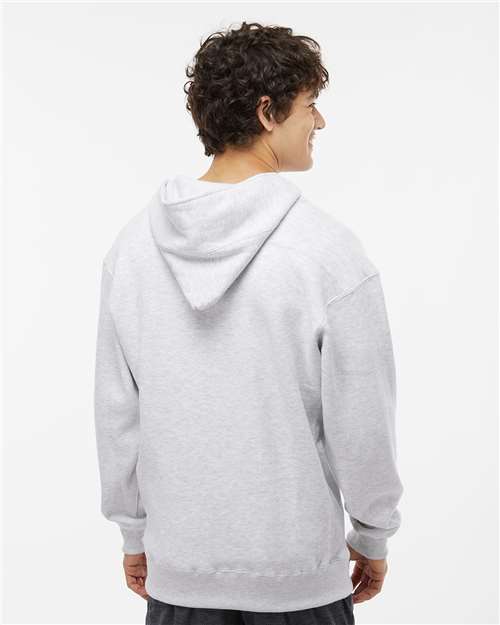 J. America 8830 Men's Sport Lace Hooded Sweatshirt - Ash Heather - model back