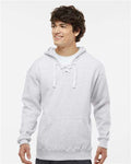 J. America 8830 Men's Sport Lace Hooded Sweatshirt - Ash Heather - model front