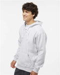 J. America 8830 Men's Sport Lace Hooded Sweatshirt - Ash Heather - model side