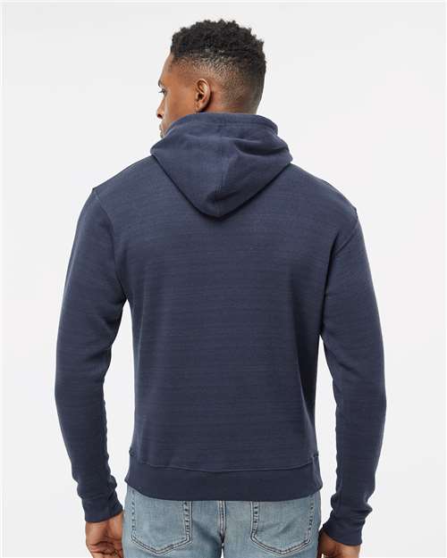 J America 8871 Triblend Fleece Hooded Sweatshirt - True Navy Triblend - model back
