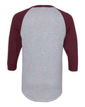Augusta Sportswear 4420 Unisex Three-Quarter Raglan Sleeve Baseball Jersey T-Shirt - Athletic Heather/ Maroon - back