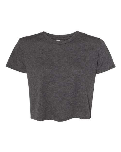 BELLA + CANVAS 8882 Women’s Flowy Crop Tee - Dark Grey Heather - front