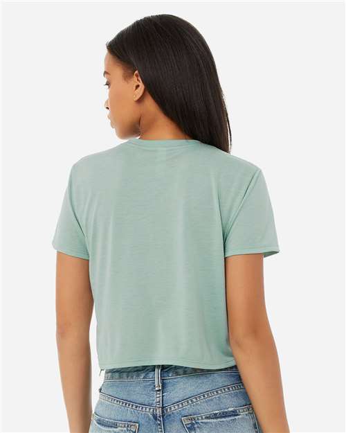BELLA + CANVAS 8882 Women’s Flowy Crop Tee - Dusty Blue - model back
