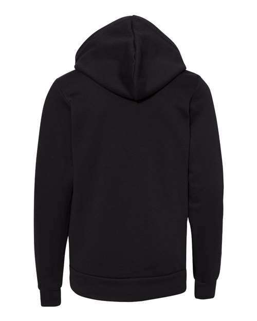 BELLA + CANVAS 3719Y Youth Sponge Fleece Hoodie Sweatshirt - Black - back
